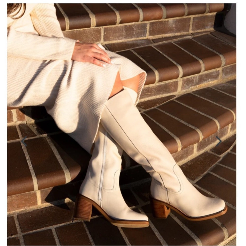 Chunky Square Toe Knee High Leather Boots New in Box Seychelles “Itinerary”